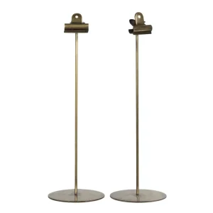 Dekoration | Metallhållare med Clip Antik Mässing 11x35cm