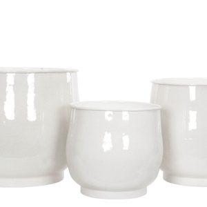 Kruka| Big Globe Emalj Shell vit 3/set