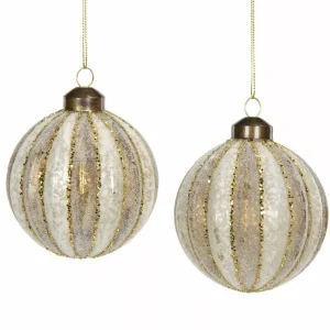 Julkula | Glaskula Embla Sand/Mullvad Ø8cm 4/set