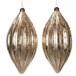 Julkula | Glaskula Droppe Champagne 11x23cm  2/set