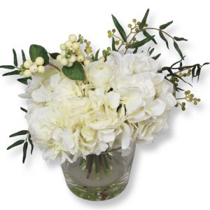 Bukett | Hortensia vit mix monterad i vas 25 cm