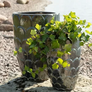 Kruka | Delfi Glaserat/grönt 2/Set