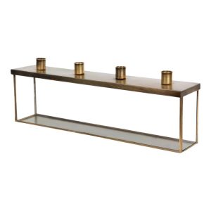 Ljusstake | Ljusstake Glasbox Antik Mässing 45x8x14,5cm