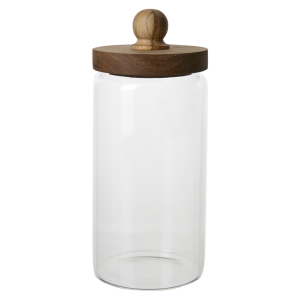 Förvaringsburk | KALLE Burk med lock, Klar/brun Ø9.5xH22cm